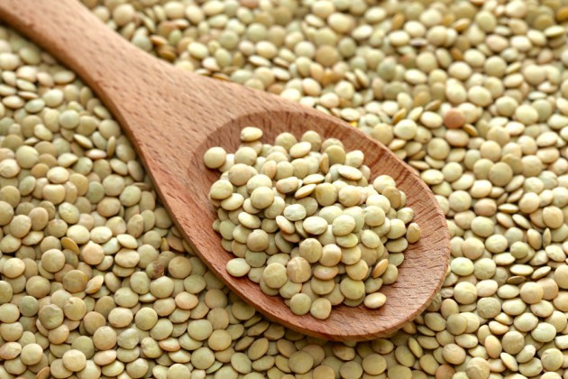 JanBlog_Green lentils in a wooden spoon